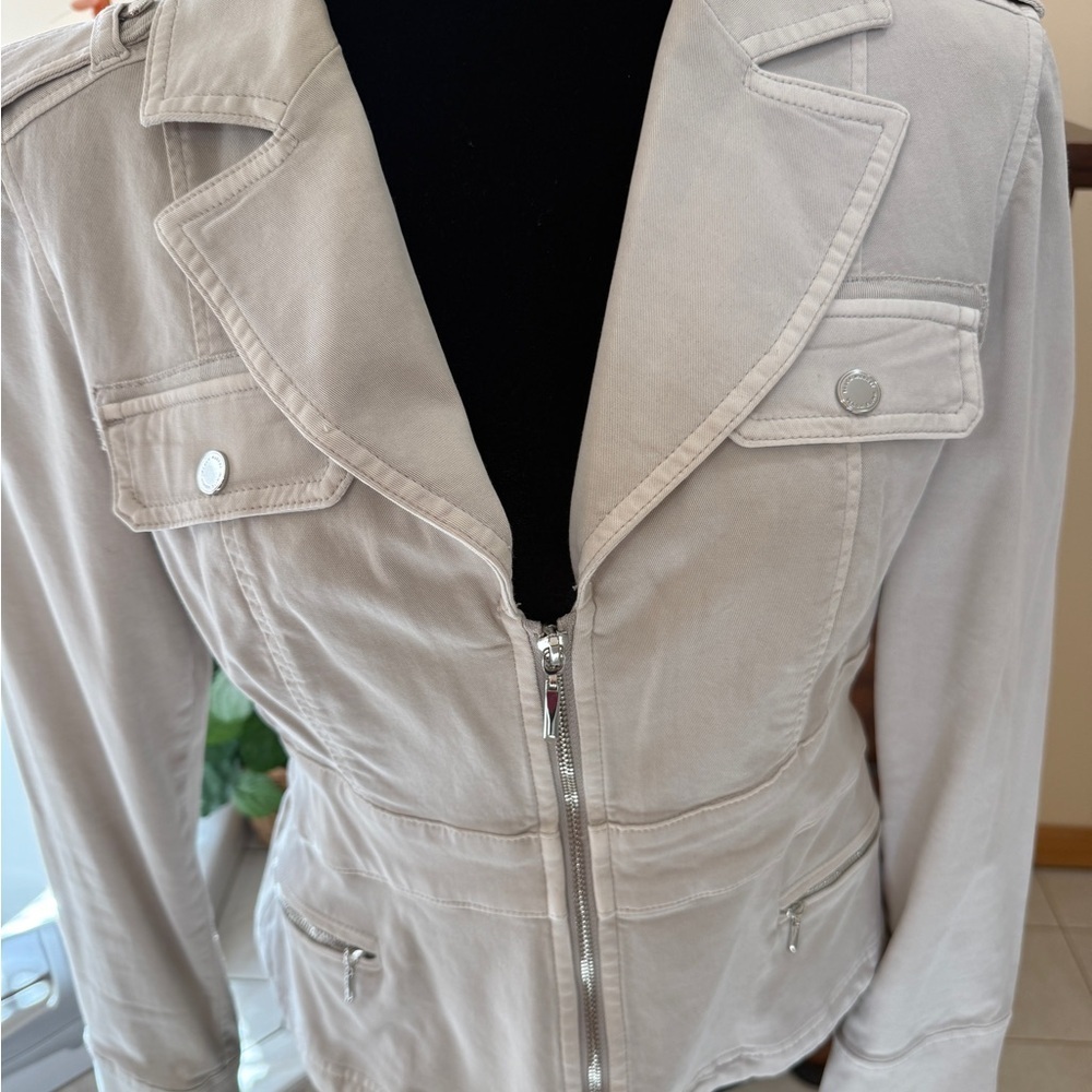 White House Black Market Taupe Zip-Front Utility Jacket - Picture 2 of 9